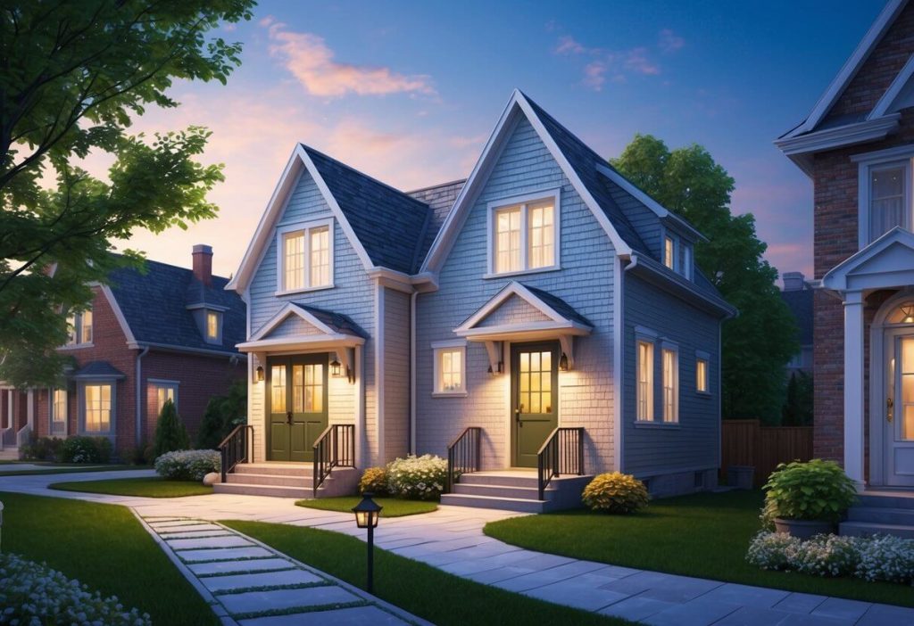 A cozy in-law suite nestled in a charming Ottawa neighborhood, with a separate entrance and a well-lit pathway leading to the main house