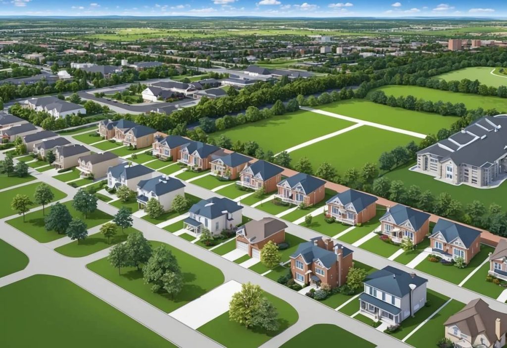 Aerial view of Carlingwood, Ottawa, featuring residential homes, tree-lined streets, and parks